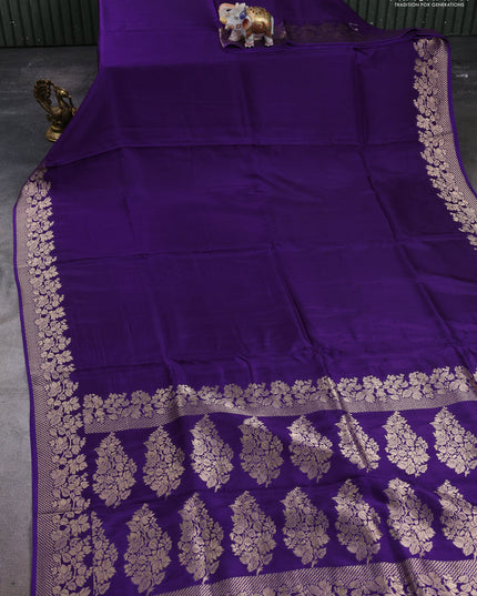 Dola silk saree violet with plain body and zari woven border