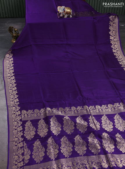 Dola silk saree violet with plain body and zari woven border