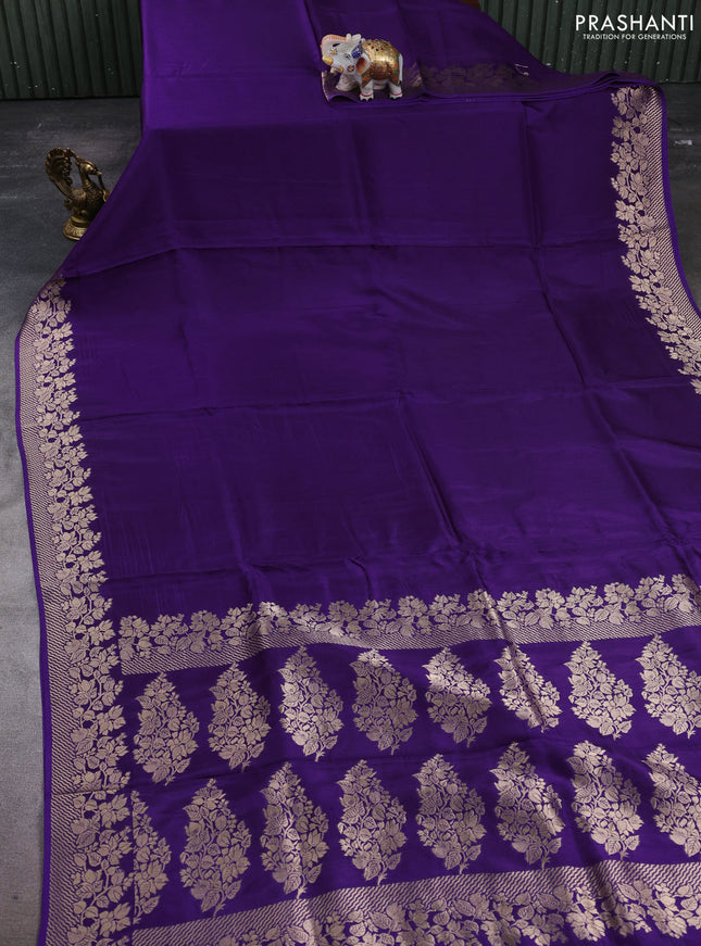 Dola silk saree violet with plain body and zari woven border