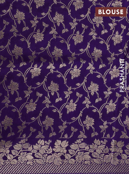 Dola silk saree violet with plain body and zari woven border