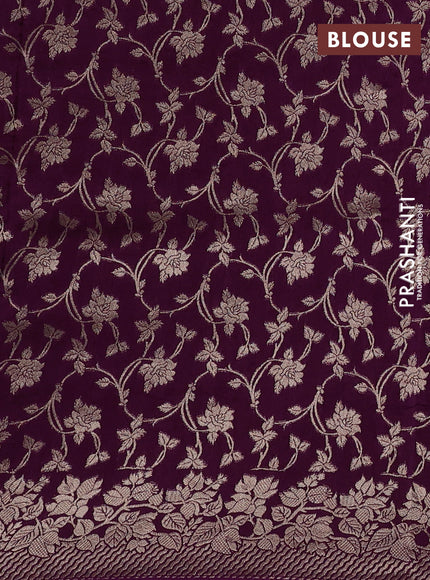 Dola silk saree purple with plain body and zari woven border