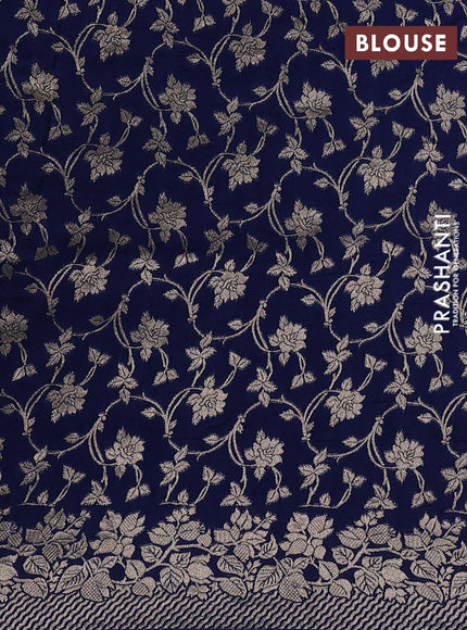 Dola silk saree navy blue with plain body and zari woven border