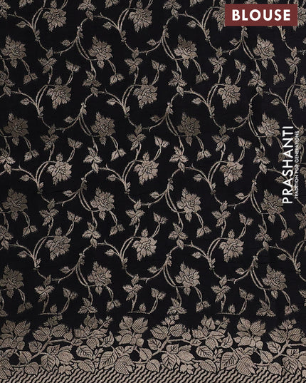 Dola silk saree black with plain body and zari woven border