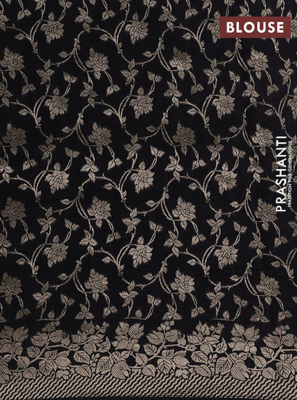 Dola silk saree black with plain body and zari woven border