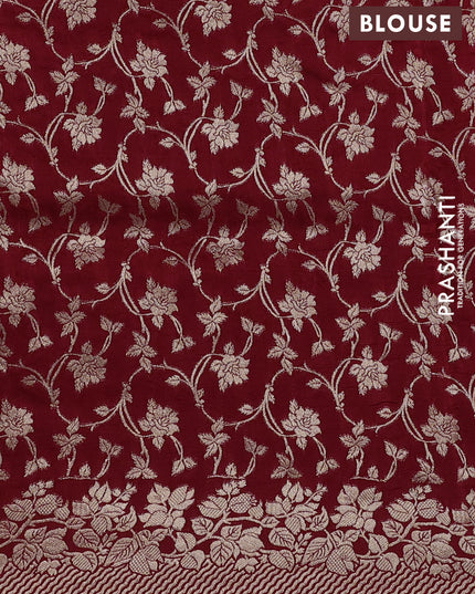 Dola silk saree maroon with plain body and zari woven border