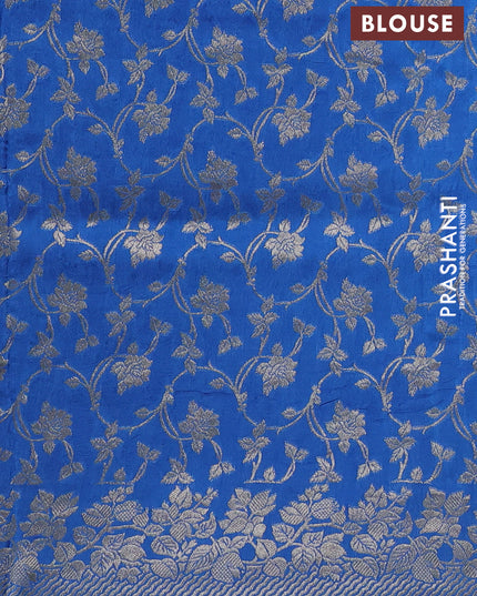 Dola silk saree blue with plain body and zari woven border