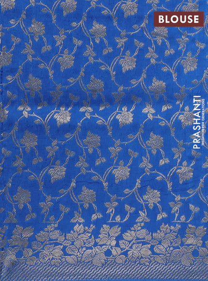 Dola silk saree blue with plain body and zari woven border