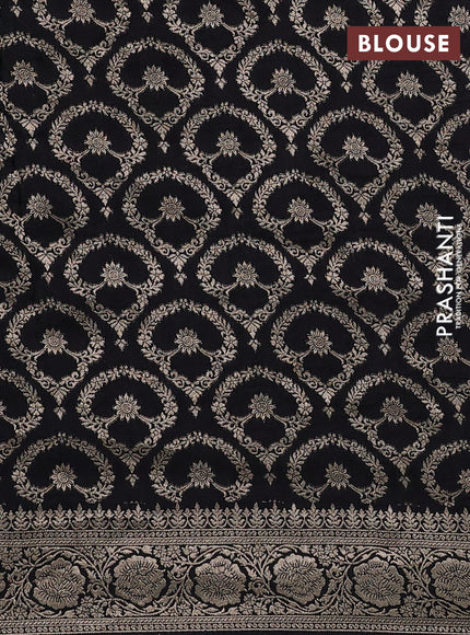 Dola silk saree black with plain body and zari woven border