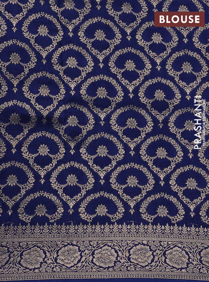 Dola silk saree peacock blue with plain body and zari woven border