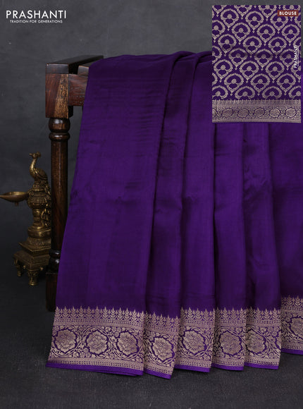 Dola silk saree purple with plain body and zari woven border