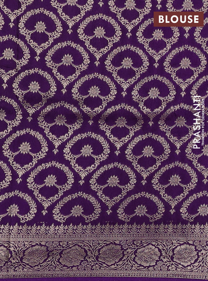 Dola silk saree purple with plain body and zari woven border