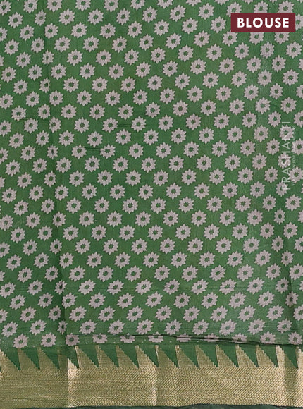 Semi maheshwari cotton saree maroon and green with allover kalamkari prints and zari woven border