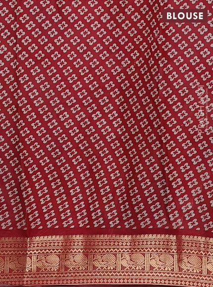 Semi maheshwari cotton saree blue and maroon with allover prints and zari woven border