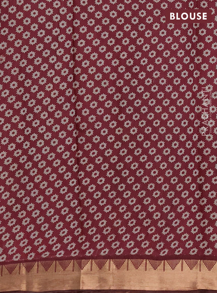 Semi maheshwari cotton saree green and deep maroon with allover patola prints and zari woven border