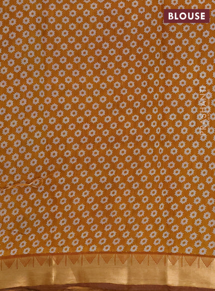 Semi maheshwari cotton saree maroon and mustard yellow with allover patola prints and zari woven border