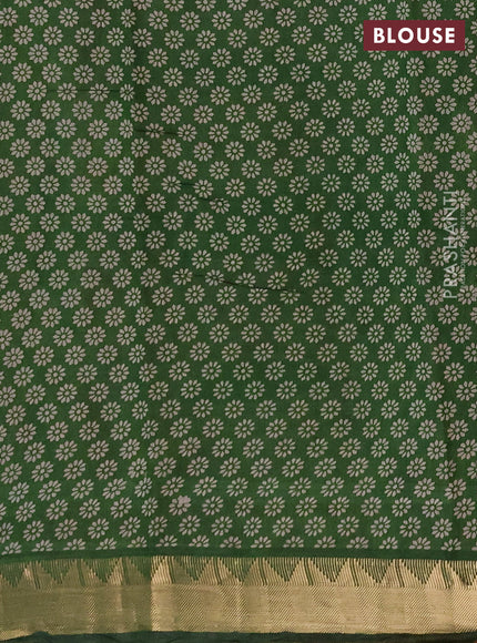 Semi maheshwari cotton saree mustard yellow and green with allover kalamkari prints and zari woven border