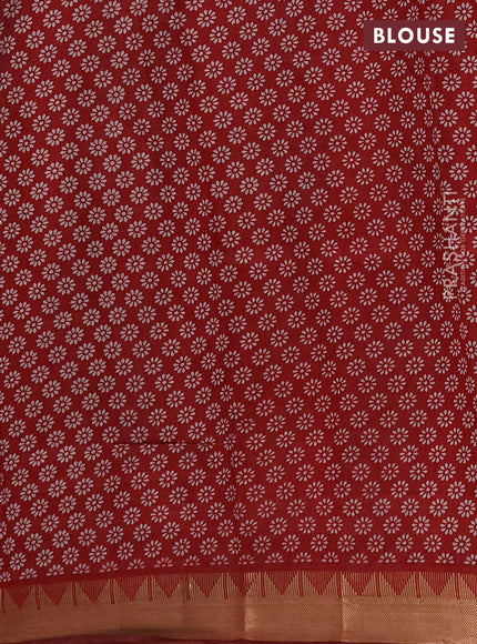 Semi maheshwari cotton saree blue and maroon with allover kalamkari prints and zari woven border