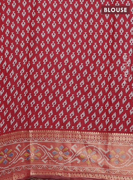 Semi maheshwari cotton saree navy blue and deep maroon with allover ikat prints and rettapet zari woven border