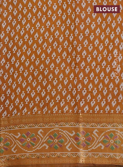 Semi maheshwari cotton saree wine shade and mustard yellow with allover ikat prints and rettapet zari woven border
