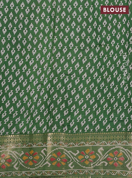 Semi maheshwari cotton saree mustard yellow and green with allover ikat prints and rettapet zari woven border