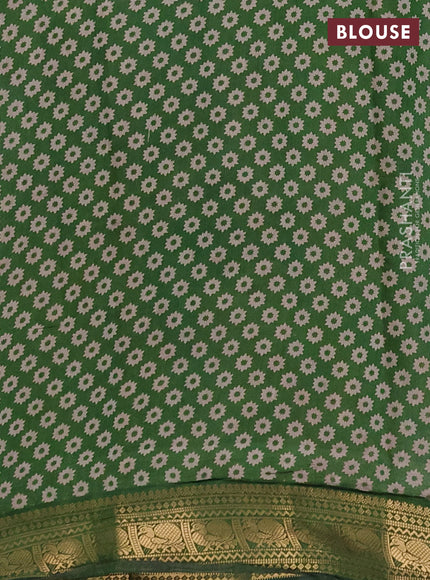 Semi maheshwari cotton saree mustard yellow and green with allover ikat prints and zari woven border