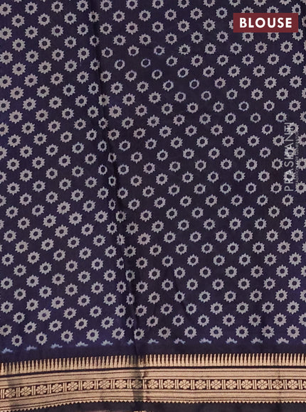 Semi maheshwari cotton saree maroon and navy blue with allover paisley butta prints and zari woven border