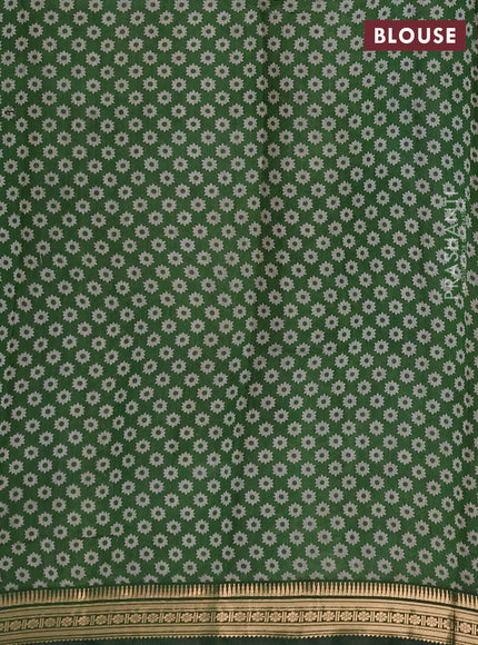 Semi maheshwari cotton saree navy blue and green with allover paisley butta prints and zari woven border