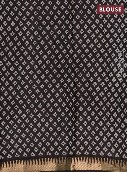 Semi maheshwari cotton saree maroon and black with allover ajrakh prints and zari woven border