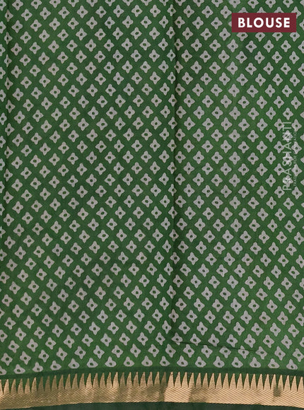 Semi maheshwari cotton saree navy blue and green with allover ajrakh prints and zari woven border