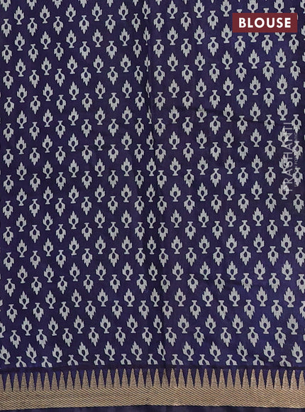 Semi maheshwari cotton saree green and navy blue with allover butta prints and zari woven border