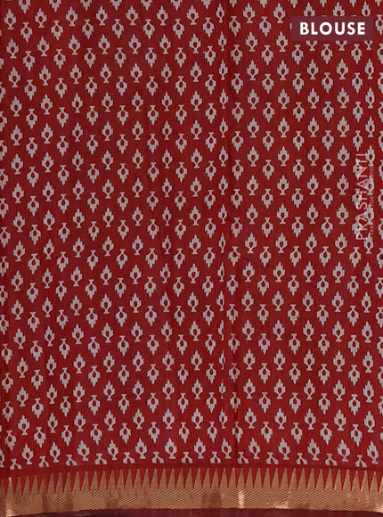Semi maheshwari cotton saree navy blue and maroon with allover butta prints and zari woven border