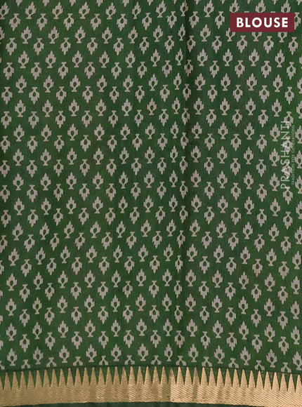 Semi maheshwari cotton saree mustard yellow and green with allover butta prints and zari woven border