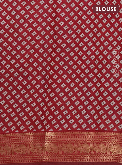 Semi maheshwari cotton saree navy blue and maroon with allover geomatric prints and zari woven border