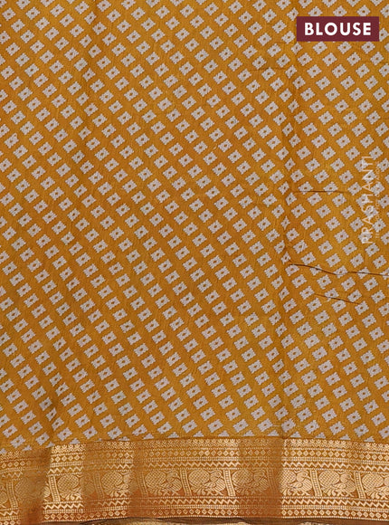 Semi maheshwari cotton saree green and mustard yellow with allover geomatric prints and zari woven border