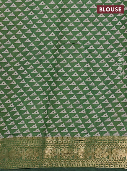 Semi maheshwari cotton saree wine shade and green with allover warli prints and zari woven border