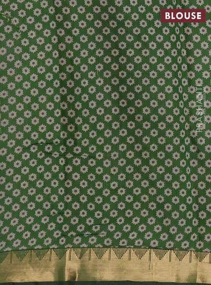 Semi maheshwari cotton saree coffee brown and green with allover zigzag prints and zari woven border