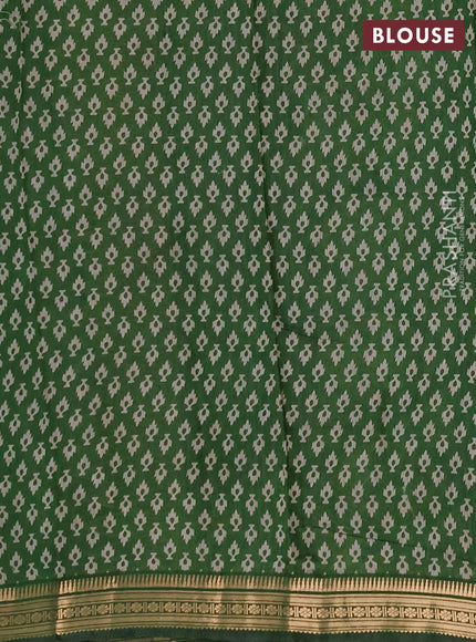 Semi maheshwari cotton saree mustard yellow and green with allover butta prints and zari woven border