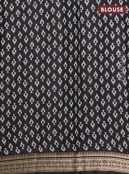 Semi maheshwari cotton saree wine shade and black with allover butta prints and zari woven border