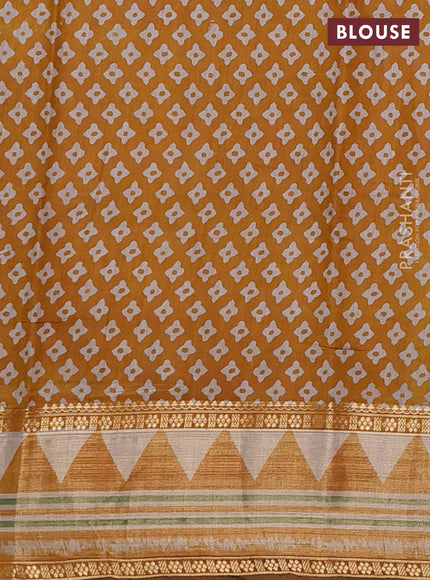 Semi maheshwari cotton saree maroon and mustard yellow with allover ikat prints and zari woven border
