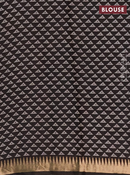 Semi maheshwari cotton saree maroon and black with allover ajrakh prints and zari woven border