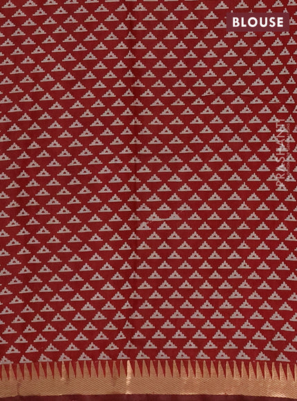 Semi maheshwari cotton saree mustard yellow and maroon with allover ajrakh prints and zari woven border