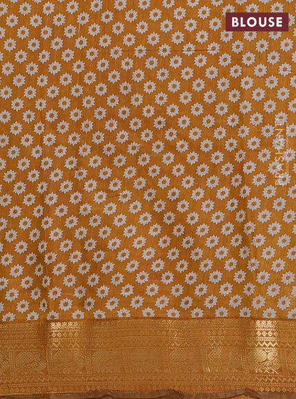 Semi maheshwari cotton saree wine shade and mustard yellow with allover patola prints and zari woven border
