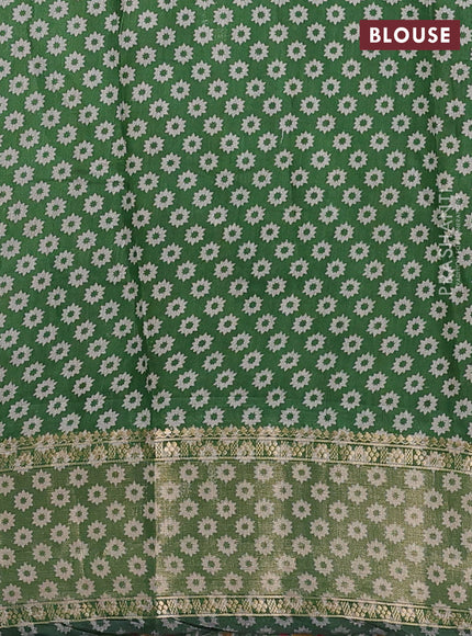 Semi maheshwari cotton saree mustard yellow and green with allover ikat prints and zari woven border