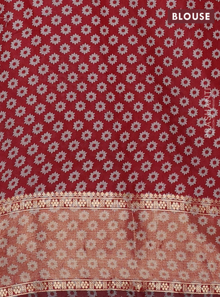 Semi maheshwari cotton saree blue and maroon with allover ikat prints and zari woven border