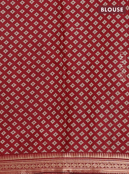 Semi maheshwari cotton saree navy blue and maroon with allover zigzag prints and zari woven border