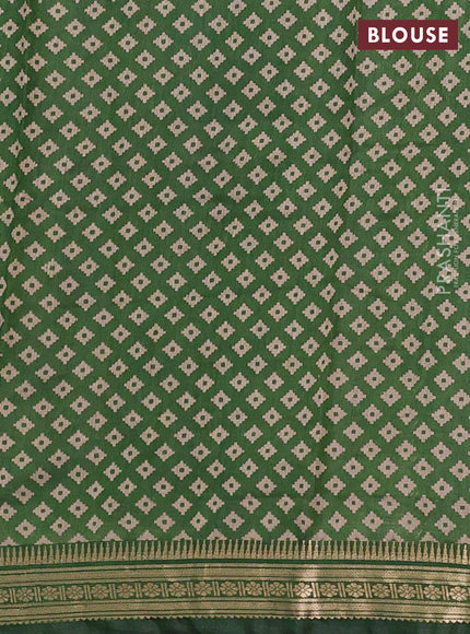 Semi maheshwari cotton saree maroon and green with allover zigzag prints and zari woven border