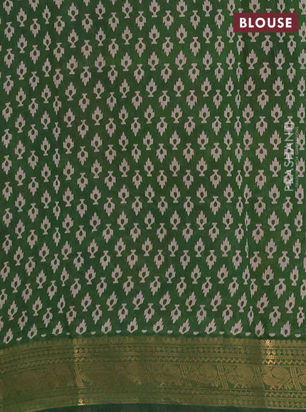 Semi maheshwari cotton saree wine shade and green with allover zigzag prints and zari woven border