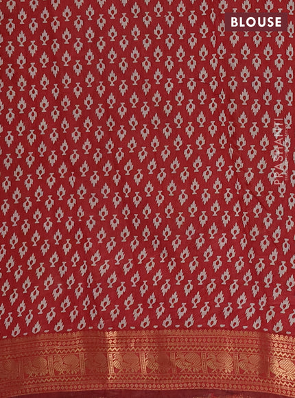 Semi maheshwari cotton saree navy blue and maroon with allover zigzag prints and zari woven border