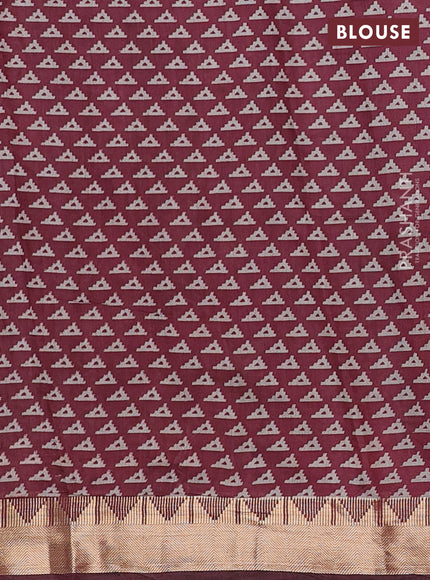 Semi maheshwari cotton saree green and maroon with allover kalamkari prints and zari woven border