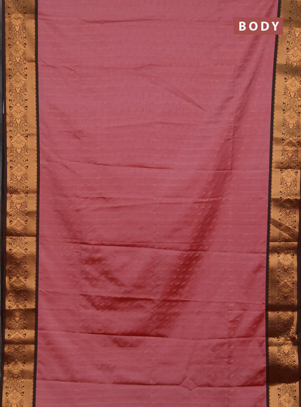 Semi soft silk saree mauve pink and dual shade of greenish maroon with allover zari woven muniya buttas and zari woven border